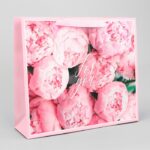 Пакет подарочный ламинированный, пионы «For you», M 30×25.5×9 см