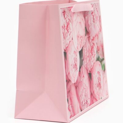 Пакет подарочный ламинированный, пионы For you, 27×23×11.5 см